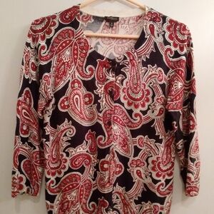 BLack & red baby cardigan Talbots sz M 3/4 length sleeve EUC